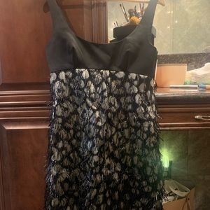 Milly black and silver fringe dress